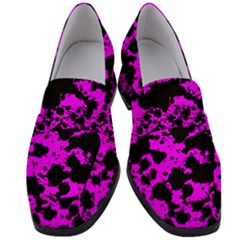 Black And Pink Leopard Style Paint Splash Funny Pattern Women s Chunky Heel Loafers by yoursparklingshop