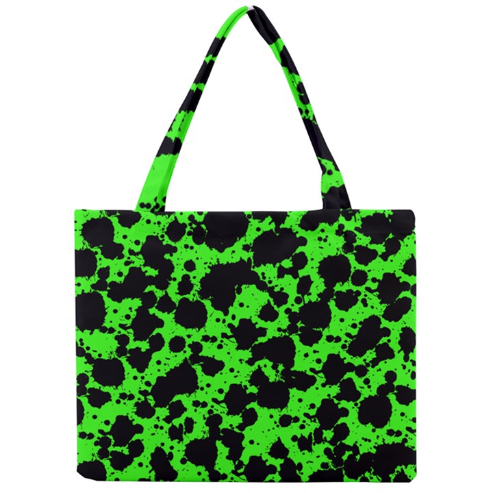 Black and Green Leopard Style Paint Splash Funny Pattern Mini Tote Bag