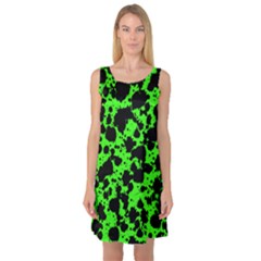 Black And Green Leopard Style Paint Splash Funny Pattern Sleeveless Satin Nightdress by yoursparklingshop