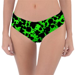 Black And Green Leopard Style Paint Splash Funny Pattern Reversible Classic Bikini Bottoms by yoursparklingshop