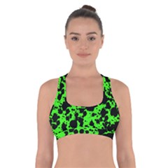 Black And Green Leopard Style Paint Splash Funny Pattern Cross Back Sports Bra by yoursparklingshop