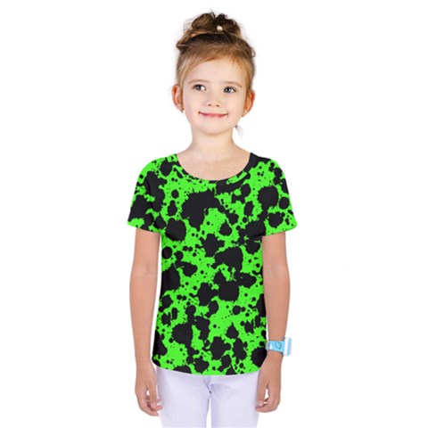 Black And Green Leopard Style Paint Splash Funny Pattern Kids  One Piece Tee by yoursparklingshop