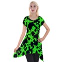 Black and Green Leopard Style Paint Splash Funny Pattern Short Sleeve Side Drop Tunic View1