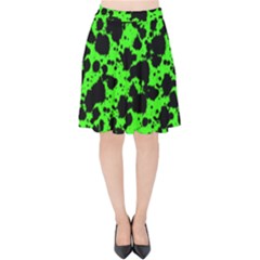 Black And Green Leopard Style Paint Splash Funny Pattern Velvet High Waist Skirt by yoursparklingshop