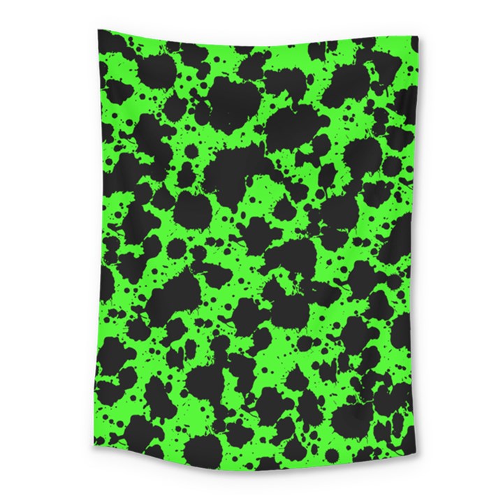 Black and Green Leopard Style Paint Splash Funny Pattern Medium Tapestry