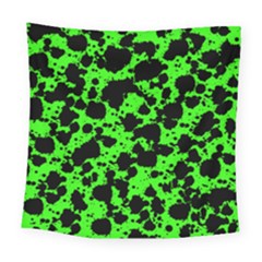 Black And Green Leopard Style Paint Splash Funny Pattern Square Tapestry (large) by yoursparklingshop