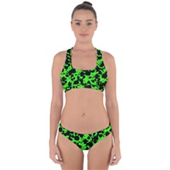 Black And Green Leopard Style Paint Splash Funny Pattern Cross Back Hipster Bikini Set by yoursparklingshop