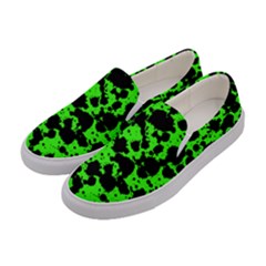 Black And Green Leopard Style Paint Splash Funny Pattern Women s Canvas Slip Ons by yoursparklingshop