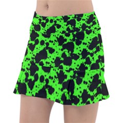 Black And Green Leopard Style Paint Splash Funny Pattern Tennis Skirt