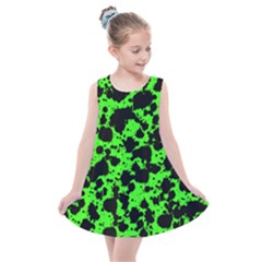 Black And Green Leopard Style Paint Splash Funny Pattern Kids  Summer Dress by yoursparklingshop