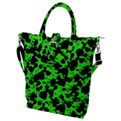 Black And Green Leopard Style Paint Splash Funny Pattern Buckle Top Tote Bag