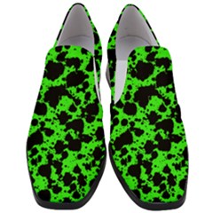 Black And Green Leopard Style Paint Splash Funny Pattern Slip On Heel Loafers by yoursparklingshop