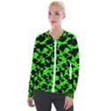 Black and Green Leopard Style Paint Splash Funny Pattern Velour Zip Up Jacket View1