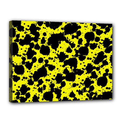 Black And Yellow Leopard Style Paint Splash Funny Pattern  Canvas 16  X 12  (stretched) by yoursparklingshop