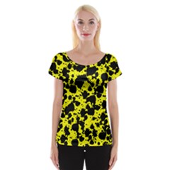 Black And Yellow Leopard Style Paint Splash Funny Pattern  Cap Sleeve Top by yoursparklingshop