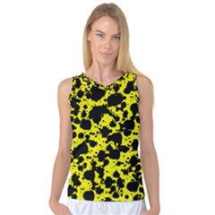 Black And Yellow Leopard Style Paint Splash Funny Pattern  Women s Basketball Tank Top by yoursparklingshop