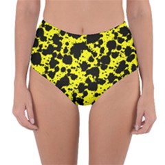 Black And Yellow Leopard Style Paint Splash Funny Pattern  Reversible High-waist Bikini Bottoms by yoursparklingshop