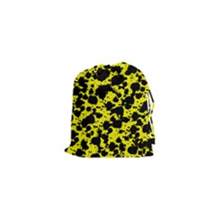 Black And Yellow Leopard Style Paint Splash Funny Pattern  Drawstring Pouch (xs) by yoursparklingshop