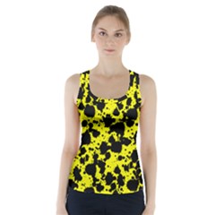 Black And Yellow Leopard Style Paint Splash Funny Pattern  Racer Back Sports Top by yoursparklingshop