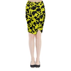 Black And Yellow Leopard Style Paint Splash Funny Pattern  Midi Wrap Pencil Skirt by yoursparklingshop