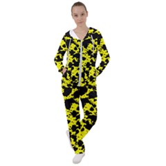 Black And Yellow Leopard Style Paint Splash Funny Pattern  Women s Tracksuit by yoursparklingshop