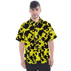 Black And Yellow Leopard Style Paint Splash Funny Pattern  Men s Short Sleeve Shirt