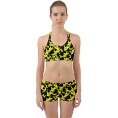 Black And Yellow Leopard Style Paint Splash Funny Pattern  Back Web Gym Set by yoursparklingshop