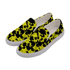 Black And Yellow Leopard Style Paint Splash Funny Pattern  Women s Canvas Slip Ons by yoursparklingshop