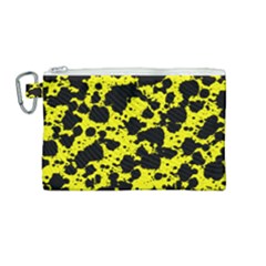 Black And Yellow Leopard Style Paint Splash Funny Pattern  Canvas Cosmetic Bag (medium) by yoursparklingshop