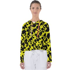 Black And Yellow Leopard Style Paint Splash Funny Pattern  Women s Slouchy Sweat by yoursparklingshop