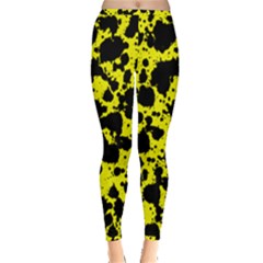 Black And Yellow Leopard Style Paint Splash Funny Pattern  Inside Out Leggings