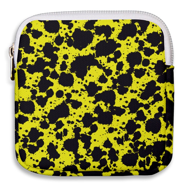 Black and Yellow Leopard Style Paint Splash Funny Pattern  Mini Square Pouch