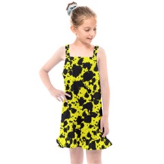 Black And Yellow Leopard Style Paint Splash Funny Pattern  Kids  Overall Dress by yoursparklingshop