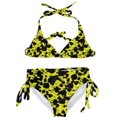 Black And Yellow Leopard Style Paint Splash Funny Pattern  Kids  Classic Bikini Set