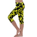 Black and Yellow Leopard Style Paint Splash Funny Pattern  Kids  Lightweight Velour Capri Leggings  View2