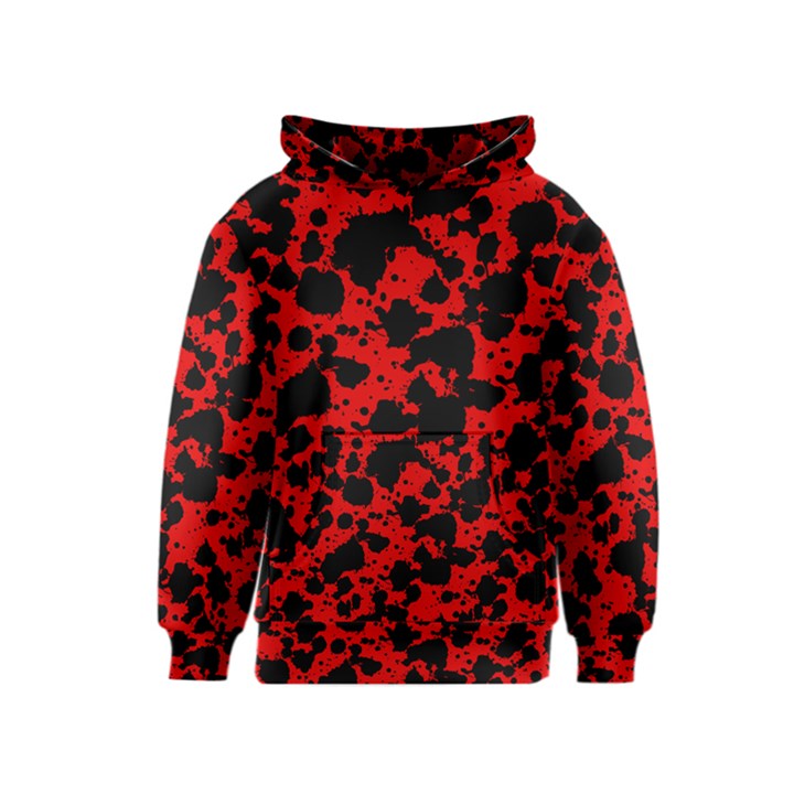 Black and Red Leopard Style Paint Splash Funny Pattern Kids  Pullover Hoodie