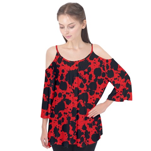 Black And Red Leopard Style Paint Splash Funny Pattern Flutter Tees by yoursparklingshop