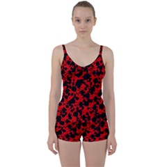 Black And Red Leopard Style Paint Splash Funny Pattern Tie Front Two Piece Tankini by yoursparklingshop