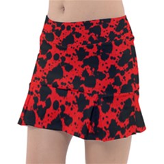 Black And Red Leopard Style Paint Splash Funny Pattern Tennis Skirt by yoursparklingshop