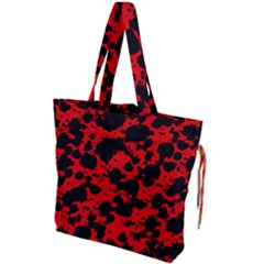 Black And Red Leopard Style Paint Splash Funny Pattern Drawstring Tote Bag