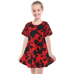 Black And Red Leopard Style Paint Splash Funny Pattern Kids  Smock Dress