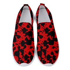 Black And Red Leopard Style Paint Splash Funny Pattern Women s Slip On Sneakers by yoursparklingshop