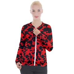 Black And Red Leopard Style Paint Splash Funny Pattern Casual Zip Up Jacket