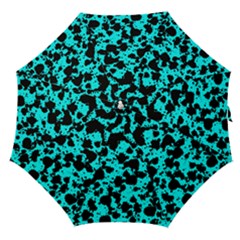 Bright Turquoise And Black Leopard Style Paint Splash Funny Pattern Straight Umbrellas by yoursparklingshop