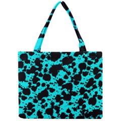 Bright Turquoise And Black Leopard Style Paint Splash Funny Pattern Mini Tote Bag by yoursparklingshop