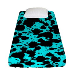 Bright Turquoise And Black Leopard Style Paint Splash Funny Pattern Fitted Sheet (single Size) by yoursparklingshop