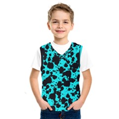 Bright Turquoise And Black Leopard Style Paint Splash Funny Pattern Kids  Sportswear by yoursparklingshop