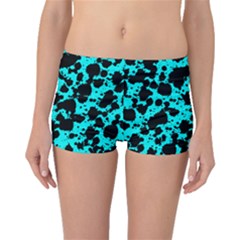 Bright Turquoise And Black Leopard Style Paint Splash Funny Pattern Boyleg Bikini Bottoms by yoursparklingshop