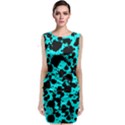 Bright Turquoise and Black Leopard Style Paint Splash Funny Pattern Classic Sleeveless Midi Dress View1