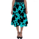 Bright Turquoise and Black Leopard Style Paint Splash Funny Pattern Perfect Length Midi Skirt View1